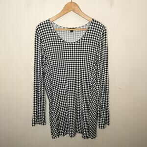 J Jill Wearever Collection Top Gingham Check Black White